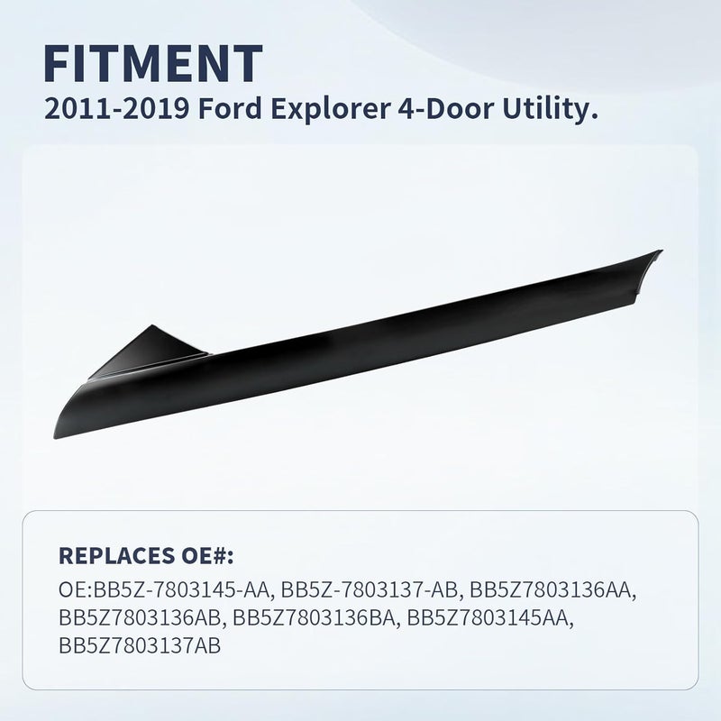 AIKEPT Windshield A-Pillar Trim Molding Outer Set, Compatible with Ford Explorer 2011-2019, Left Driver & Right Passenger Side Gloss Black Panel, Replaces 926-450, 926-451, BB5Z7803144AA - Image 2